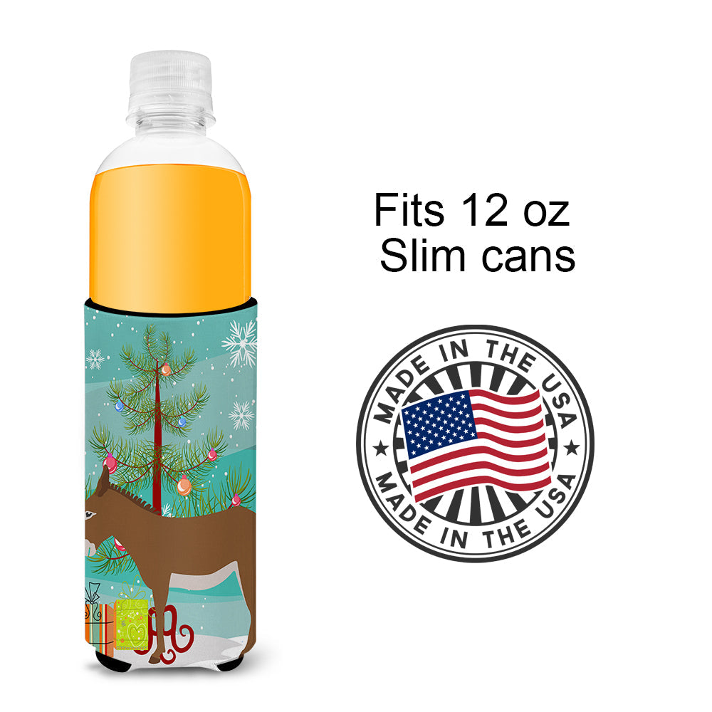 Cotentin Donkey Christmas Slim Can Hugger , Insulated Foam Hugger for 12 oz Slim Cans, Beer Bottles & Water Bottles, Printed in USA