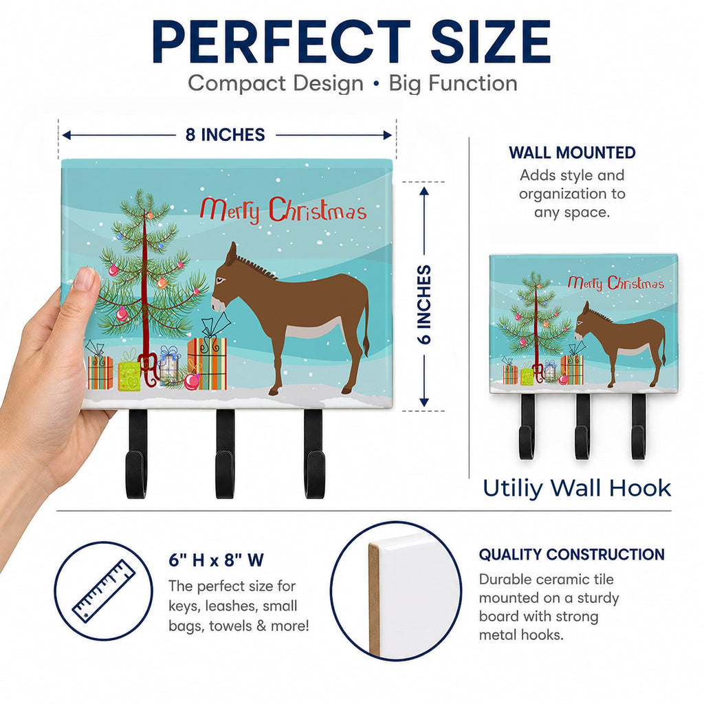Cotentin Donkey Christmas Leash or Key Holder Wall Hooks, Coat Rack Wall Mount, for Hanging Keys, Towels, Aprons, Leashes