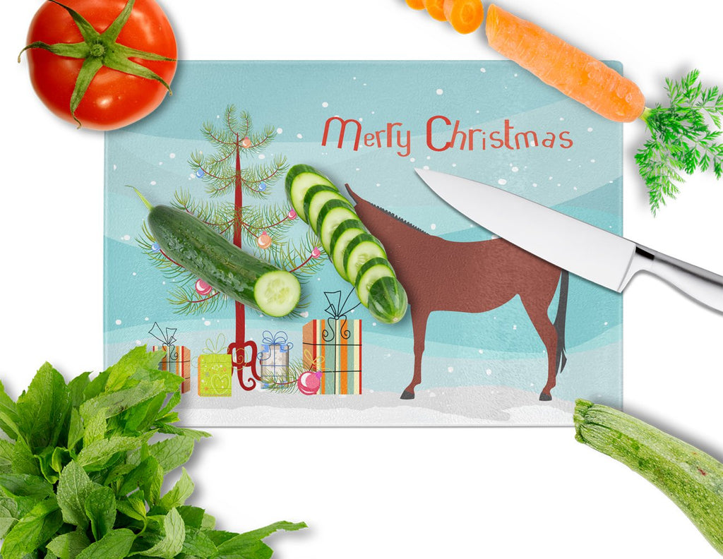 Hinny Horse Donkey Christmas Cutting Board Tempered Glass Kitchen Cutting Surface, Heat Resistant Chopping, Non-Slip Feet, Food Prep & Serving