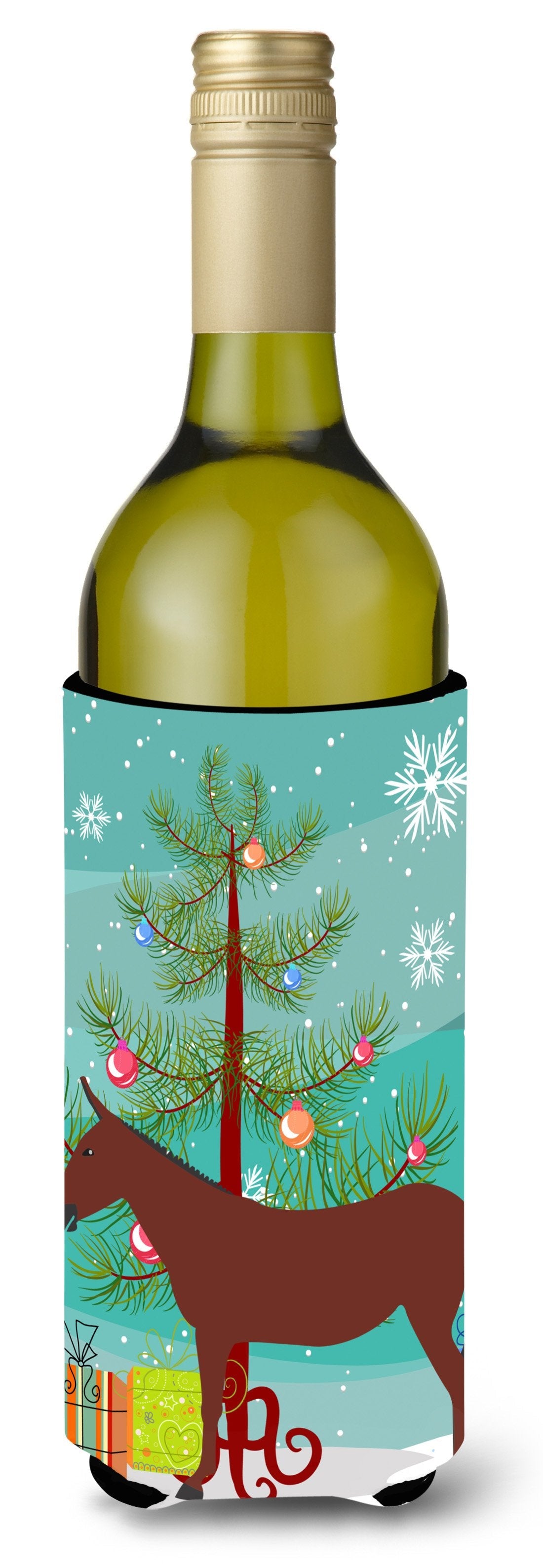 Hinny Horse Donkey Christmas Wine Bottle Hugger Gift Sleeve for Standard 750 ml Bottles, Insulated Reusable Also Fits Mini Shot & Pint Bottles