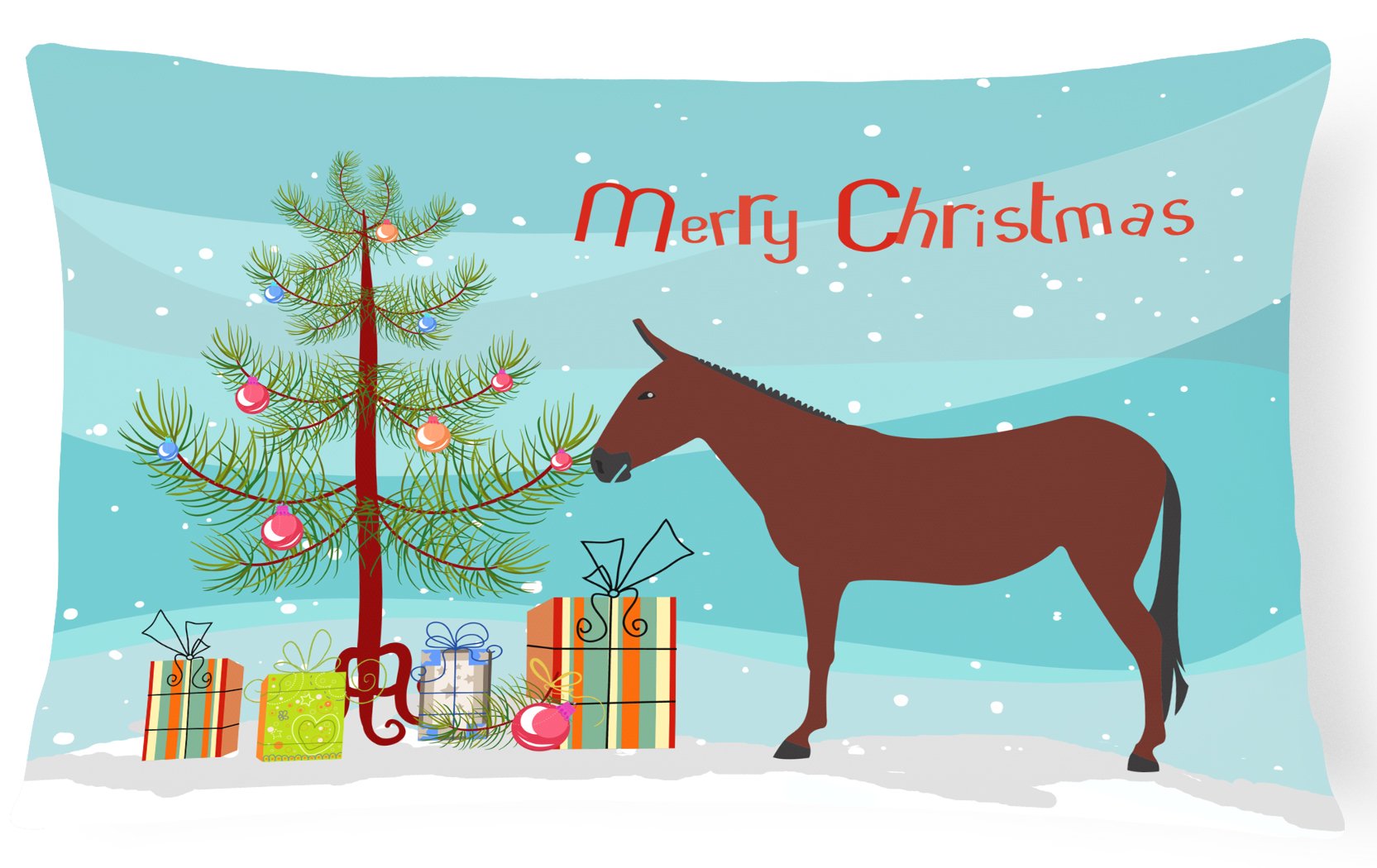 Hinny Horse Donkey Christmas Decorative Throw Pillow 12x16 Indoor Outdoor Accent Cushion, Fabric Cover with Insert for Sofa, Bed, Porch & Living Room