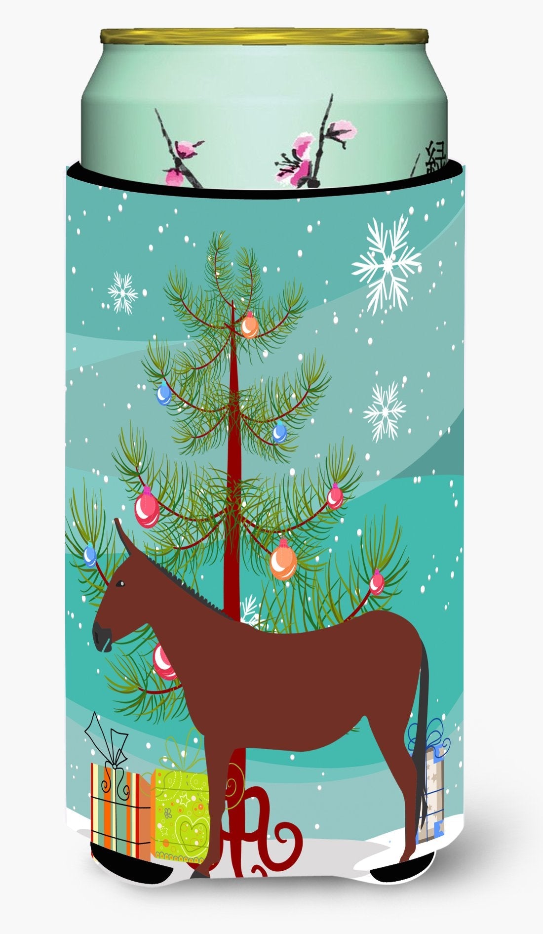 Hinny Horse Donkey Christmas Tall Boy Hugger Can Cooler Sleeve Machine Washable Drink Collapsible Insulator Beverage Insulated Holder