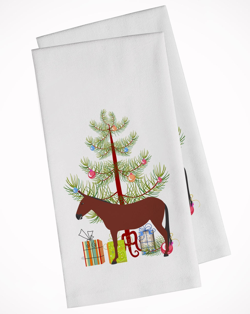 Hinny Horse Donkey Christmas Kitchen Towel Set of 2 White Dish Towels Decorative Bathroom Hand towel for Hand, Face, Hair, Yoga, Tea, Dishcloth, 19 X 28", White