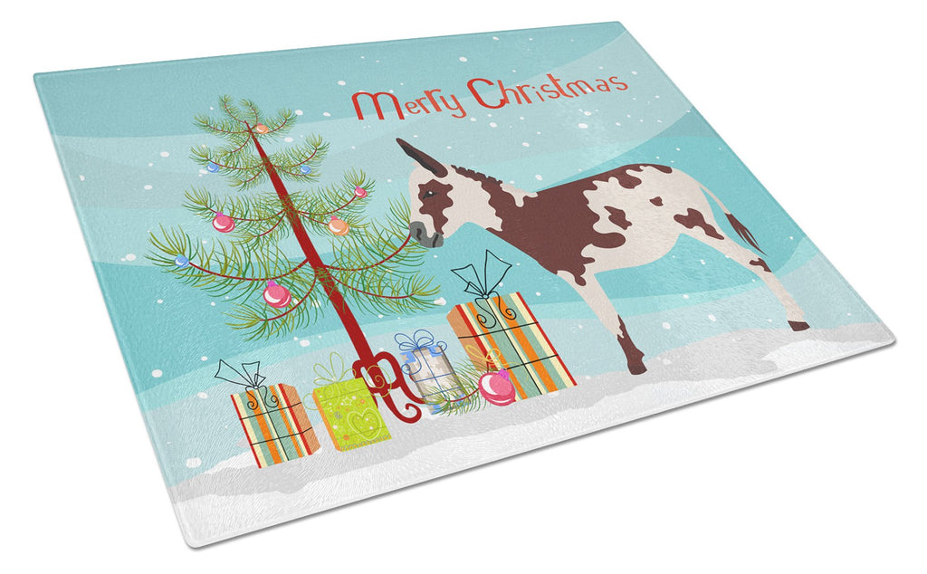 American Spotted Donkey Christmas Cutting Board Tempered Glass Kitchen Cutting Surface, Heat Resistant Chopping, Non-Slip Feet, Food Prep & Serving