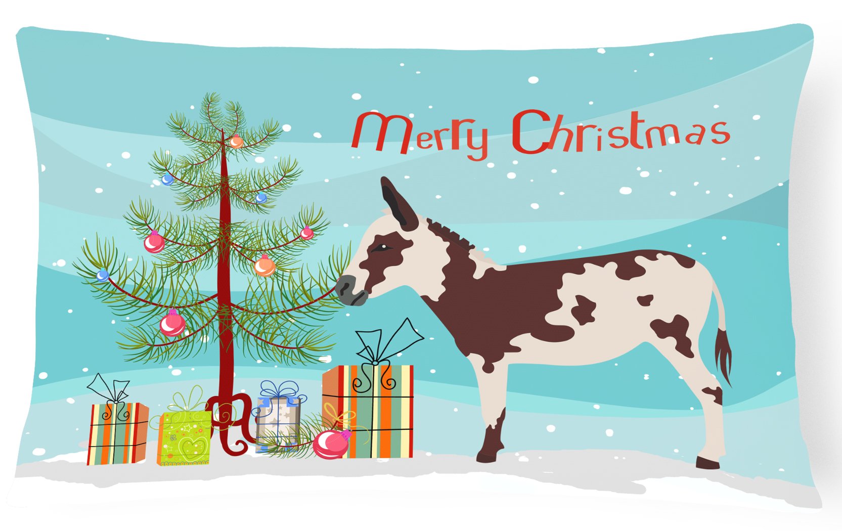American Spotted Donkey Christmas Decorative Throw Pillow 12x16 Indoor Outdoor Accent Cushion, Fabric Cover with Insert for Sofa, Bed, Porch & Living Room