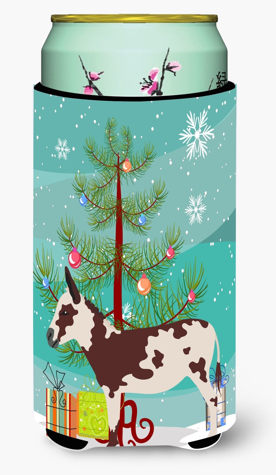 American Spotted Donkey Christmas Tall Boy Hugger Can Cooler Sleeve Machine Washable Drink Collapsible Insulator Beverage Insulated Holder