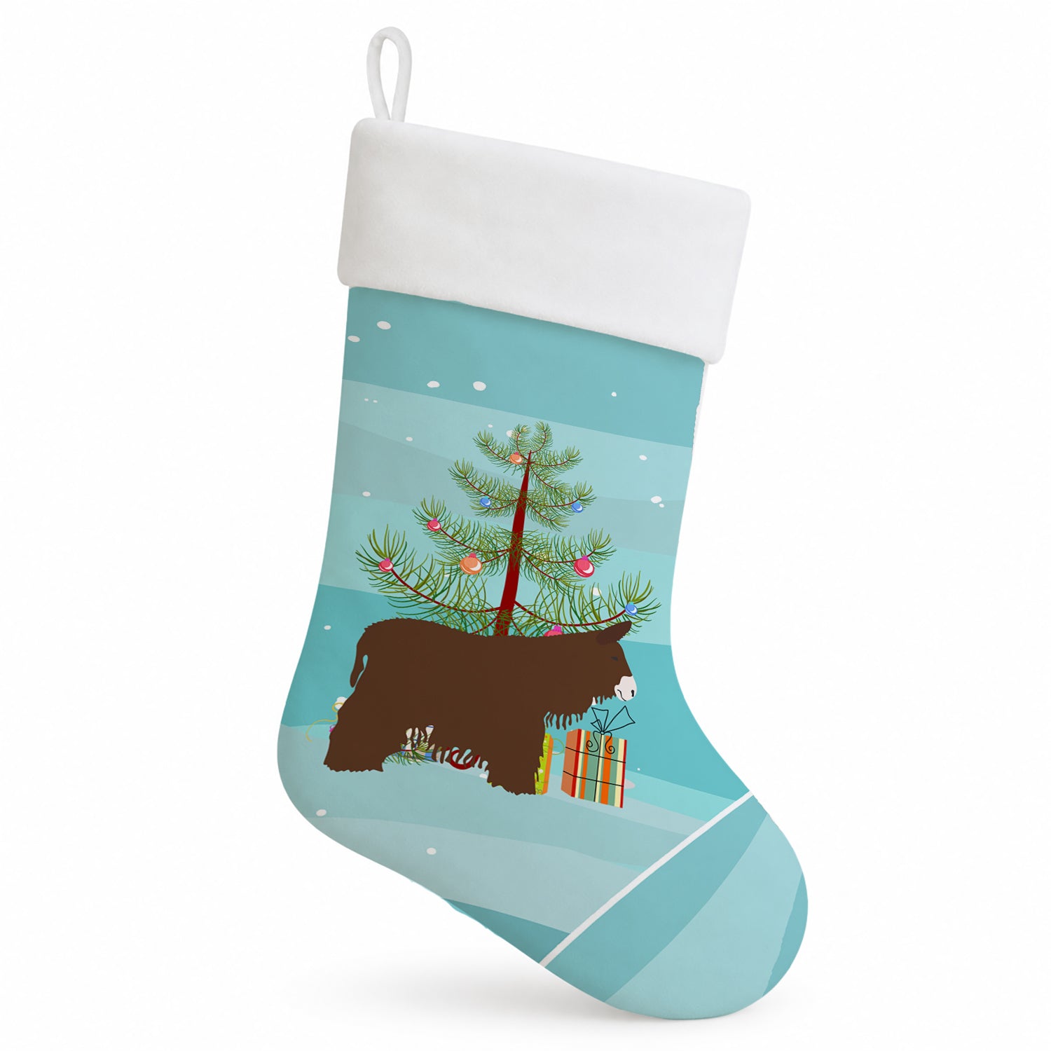 Poitou Poiteuin Donkey Christmas Holiday Stocking Double-Sided Print, Polyester Suede,11x18, Made in USA