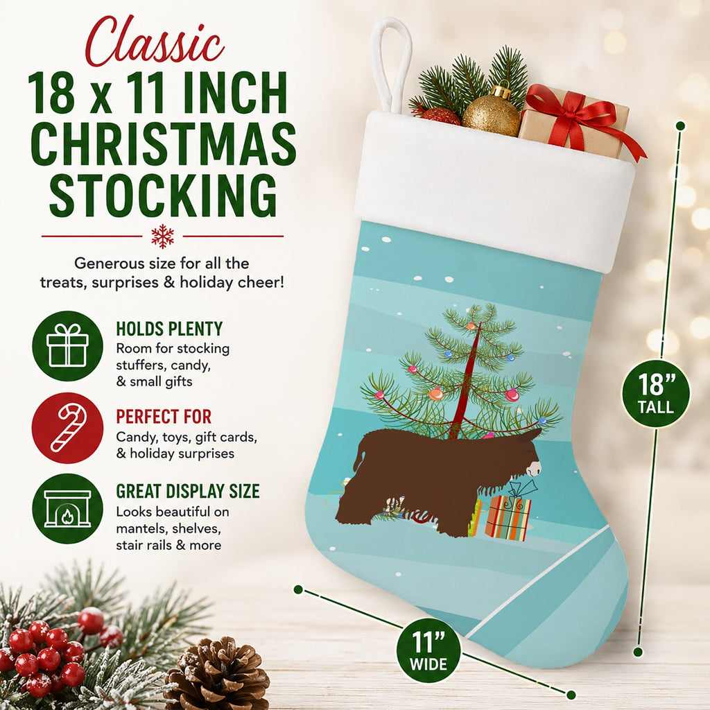 Poitou Poiteuin Donkey Christmas Holiday Stocking Double-Sided Print, Polyester Suede,11x18, Made in USA