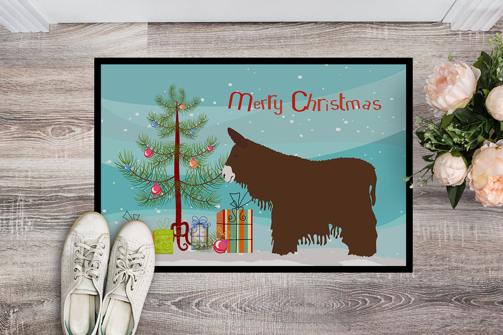 Poitou Poiteuin Donkey Christmas Doormat Indoor Outdoor 24H X 36W Front Door Mat Rugs for Entryway, Non Slip Washable Low Pile,