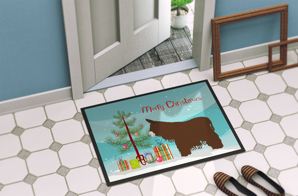 Poitou Poiteuin Donkey Christmas Doormat Indoor Outdoor 24H X 36W Front Door Mat Rugs for Entryway, Non Slip Washable Low Pile,