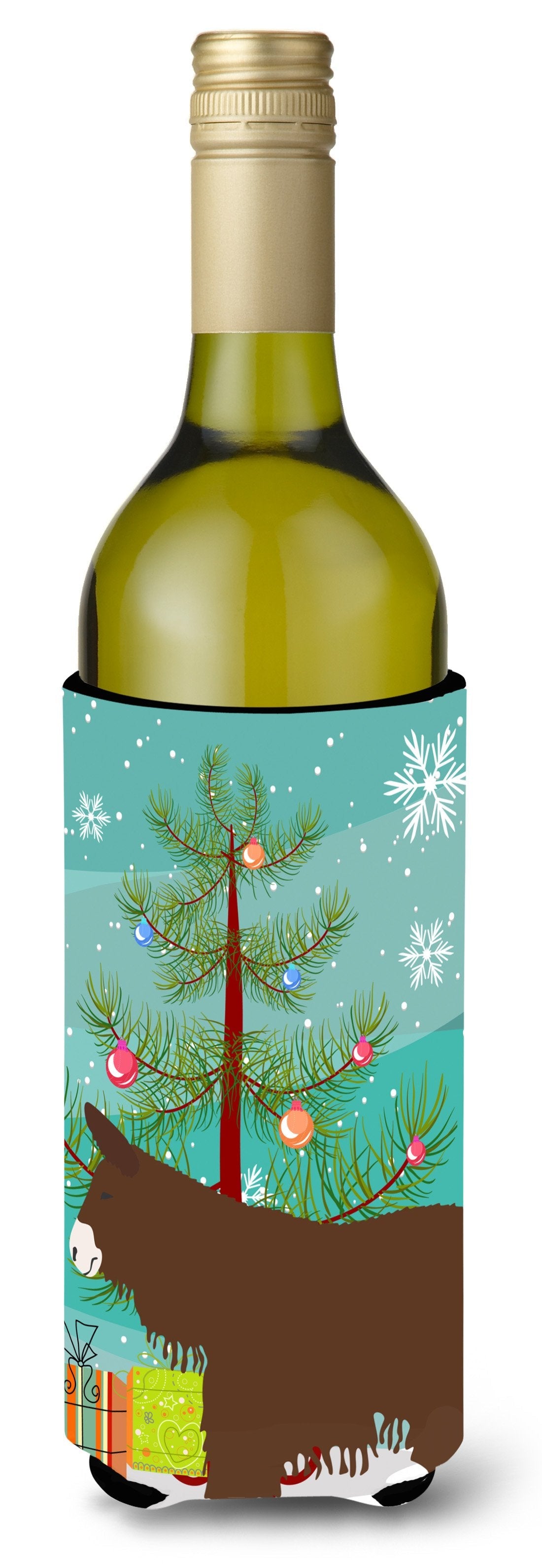 Poitou Poiteuin Donkey Christmas Wine Bottle Hugger Gift Sleeve for Standard 750 ml Bottles, Insulated Reusable Also Fits Mini Shot & Pint Bottles