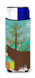 Poitou Poiteuin Donkey Christmas Slim Can Hugger , Insulated Foam Hugger for 12 oz Slim Cans, Beer Bottles & Water Bottles, Printed in USA
