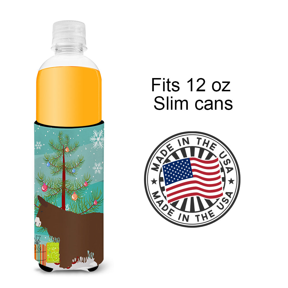 Poitou Poiteuin Donkey Christmas Slim Can Hugger , Insulated Foam Hugger for 12 oz Slim Cans, Beer Bottles & Water Bottles, Printed in USA