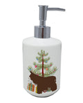 Poitou Poiteuin Donkey Christmas Ceramic Soap Dispenser , Empty Refillable Hand Soap Pump Bottle for Bathroom Kitchen