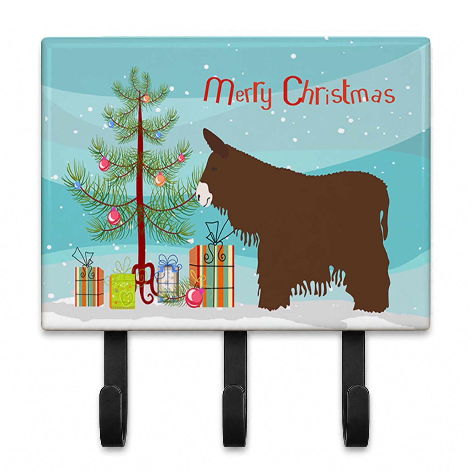 Poitou Poiteuin Donkey Christmas Leash or Key Holder Wall Hooks, Coat Rack Wall Mount, for Hanging Keys, Towels, Aprons, Leashes
