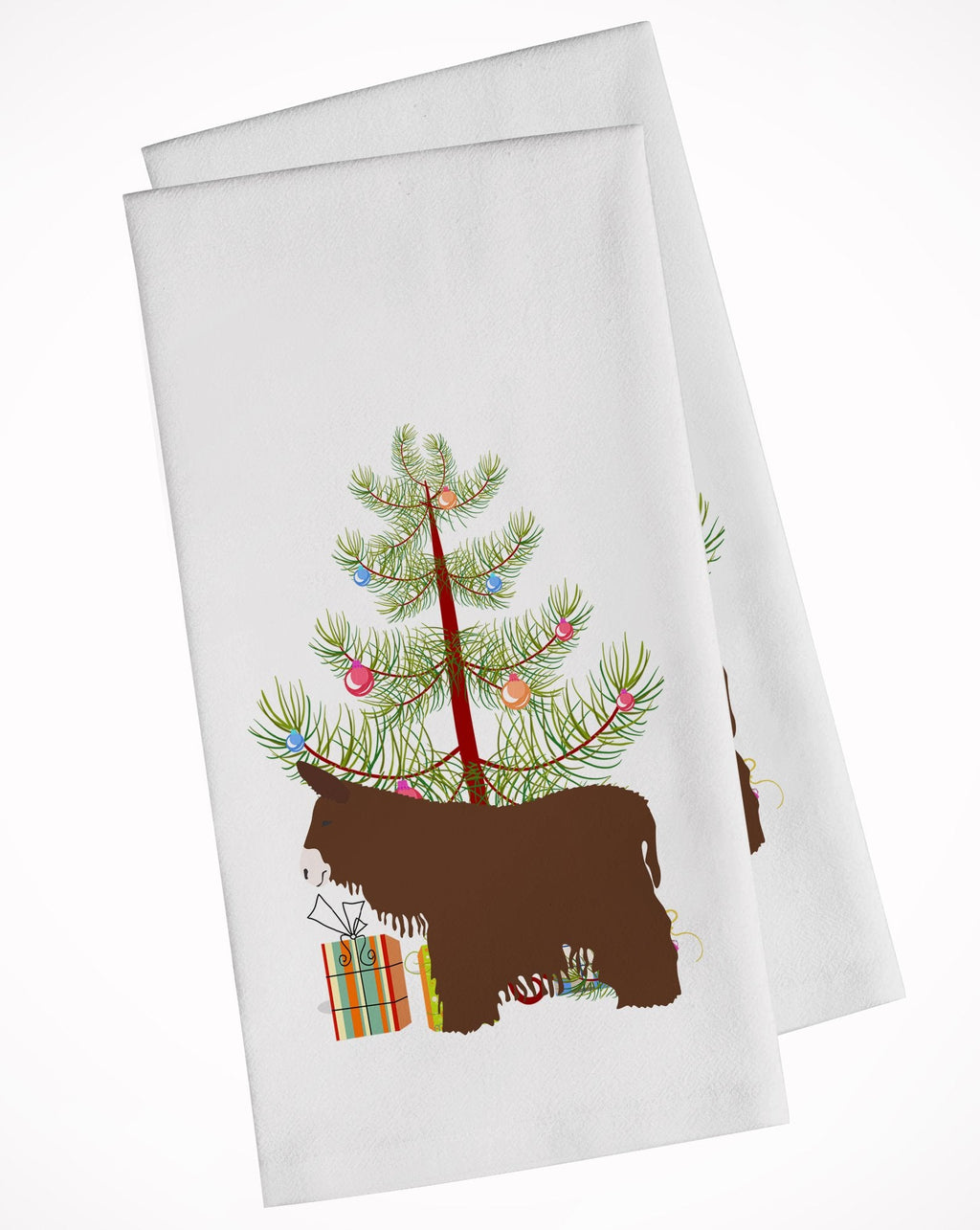Poitou Poiteuin Donkey Christmas Kitchen Towel Set of 2 White Dish Towels Decorative Bathroom Hand towel for Hand, Face, Hair, Yoga, Tea, Dishcloth, 19 X 28", White