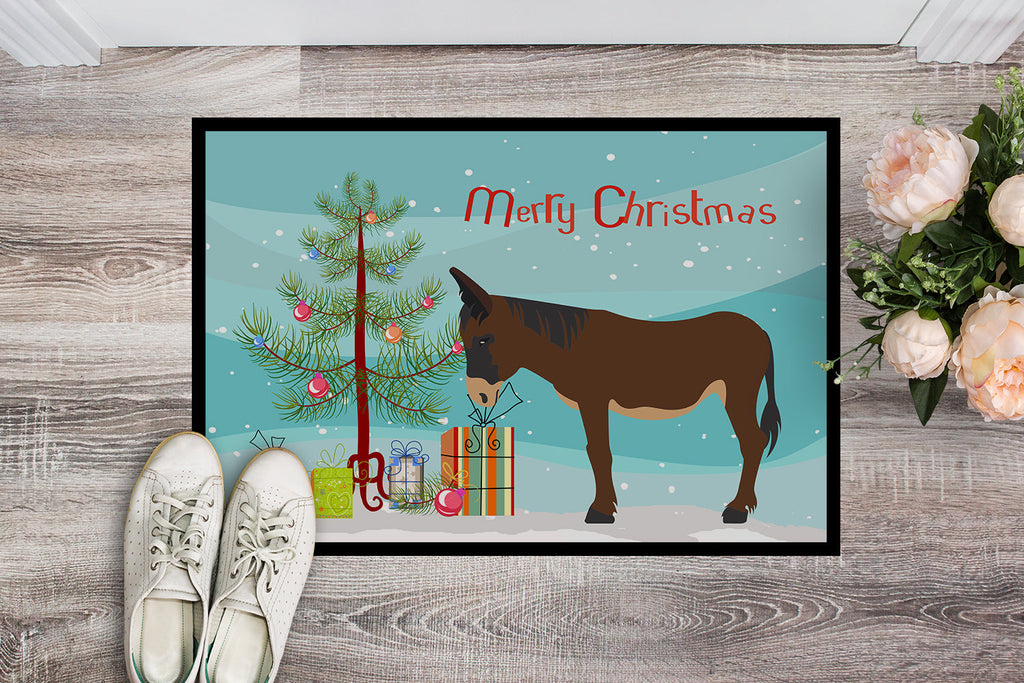 Zamorano-Leones Donkey Christmas Doormat Indoor Outdoor 24H X 36W Front Door Mat Rugs for Entryway, Non Slip Washable Low Pile,