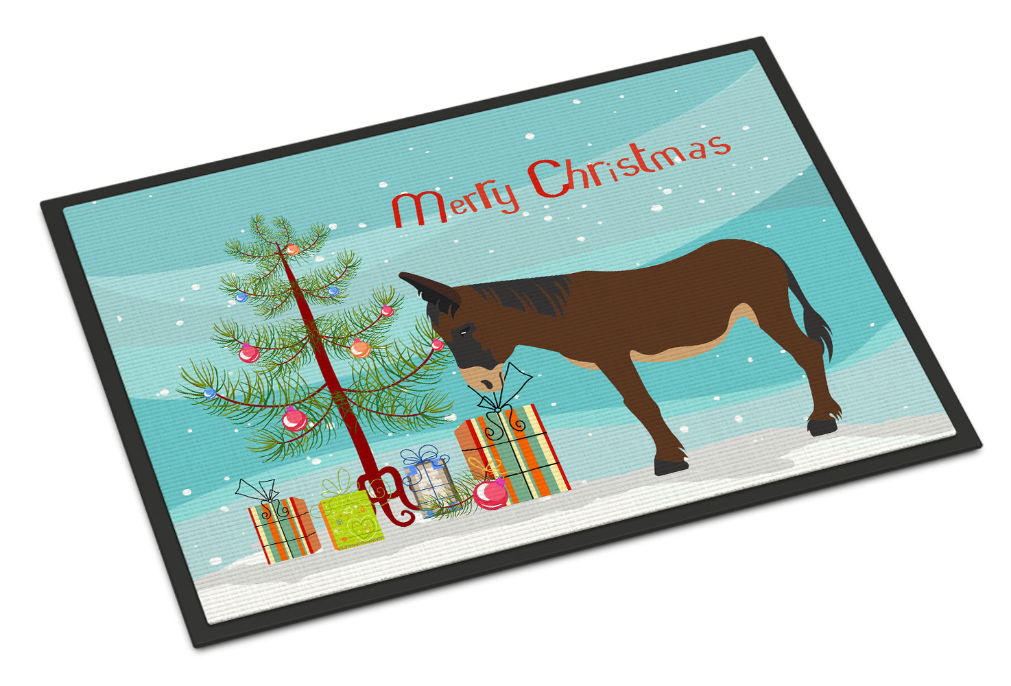 Zamorano-Leones Donkey Christmas Doormat Indoor Outdoor 18H X 27W Front Door Mat Rugs for Entryway, Non Slip Washable