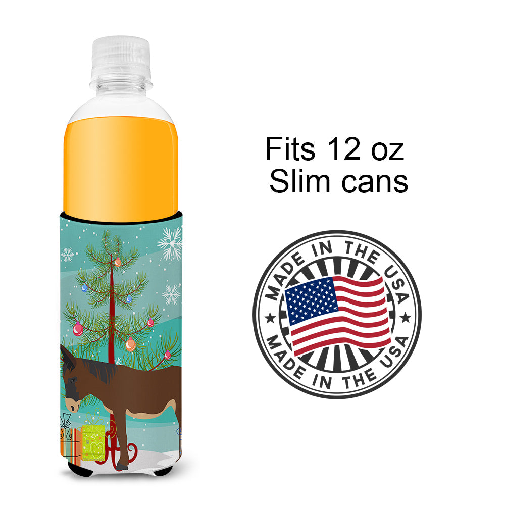 Zamorano-Leones Donkey Christmas Slim Can Hugger , Insulated Foam Hugger for 12 oz Slim Cans, Beer Bottles & Water Bottles, Printed in USA