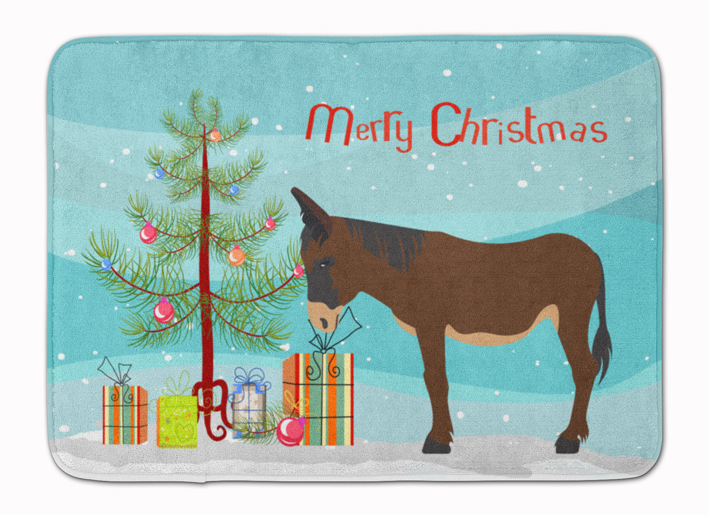 Zamorano-Leones Donkey Christmas Memory Foam Kitchen Mat Machine Washable Anti-Fatigue Cushion Comfort Bath or Kitchen Rug