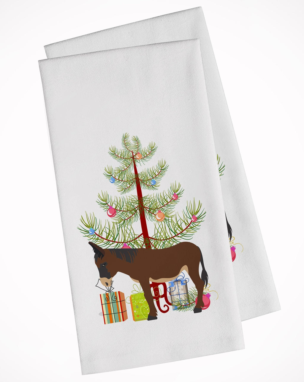 Zamorano-Leones Donkey Christmas Kitchen Towel Set of 2 White Dish Towels Decorative Bathroom Hand towel for Hand, Face, Hair, Yoga, Tea, Dishcloth, 19 X 28", White