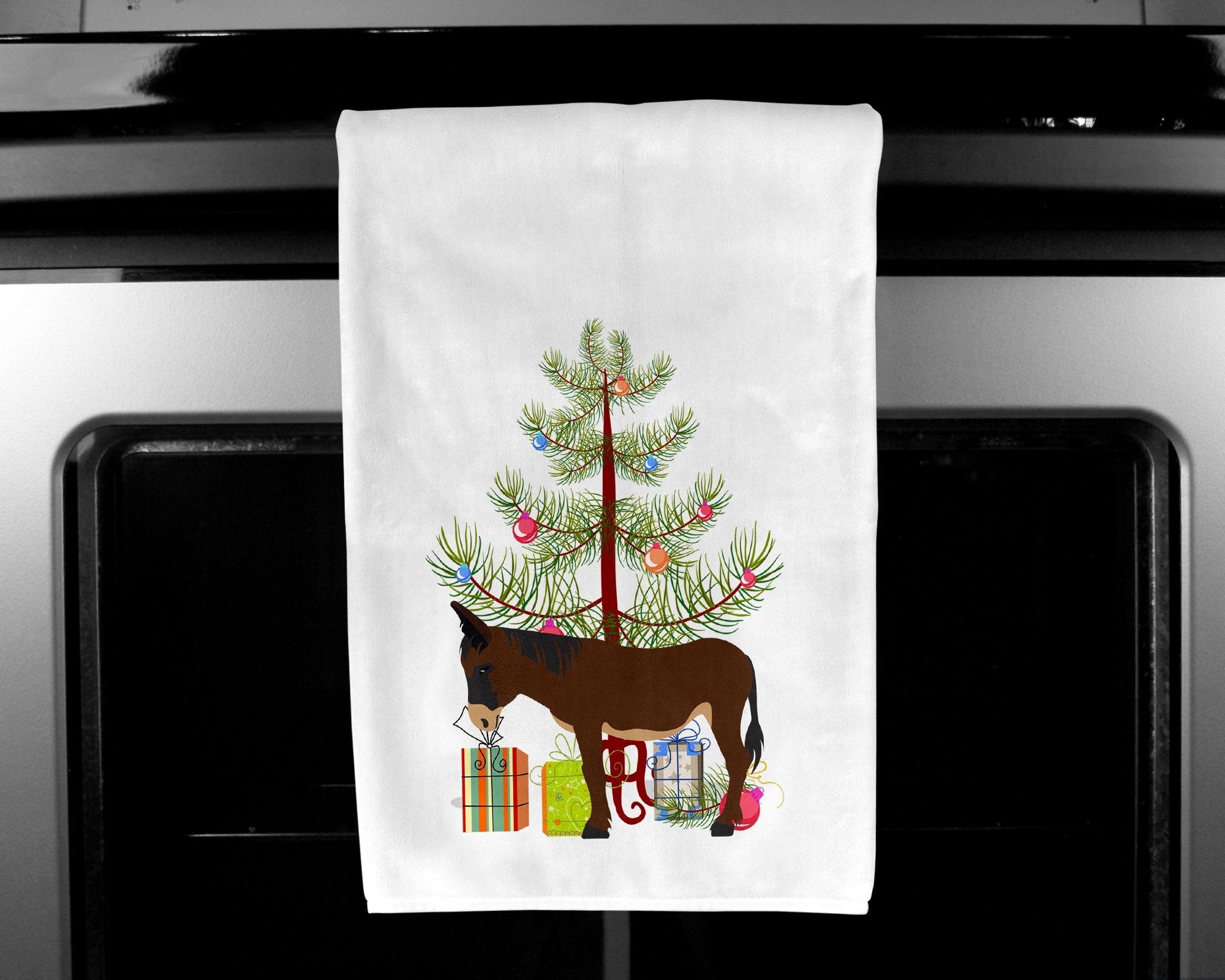 Zamorano-Leones Donkey Christmas Kitchen Towel Set of 2 White Dish Towels Decorative Bathroom Hand towel for Hand, Face, Hair, Yoga, Tea, Dishcloth, 19 X 28", White