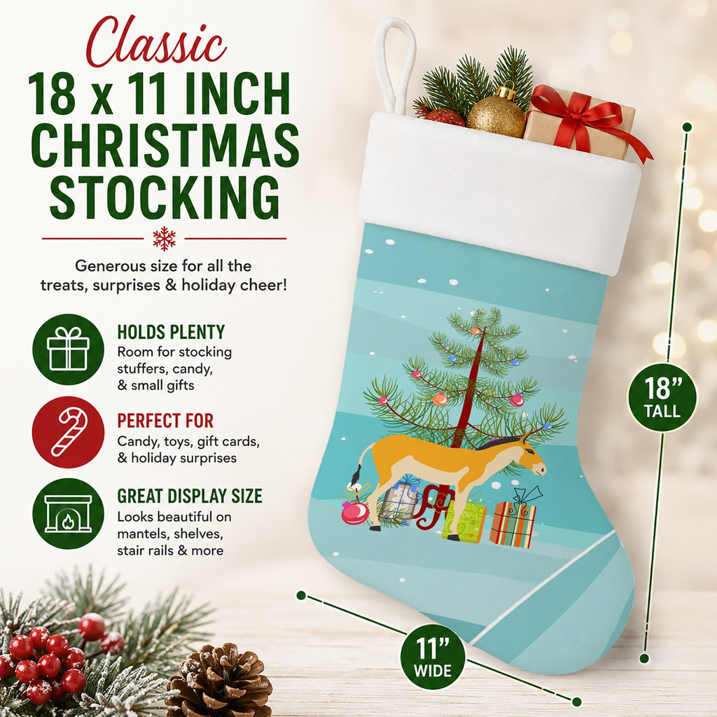 Turkmenian Kulan Donkey Christmas Holiday Stocking Double-Sided Print, Polyester Suede,11x18, Made in USA