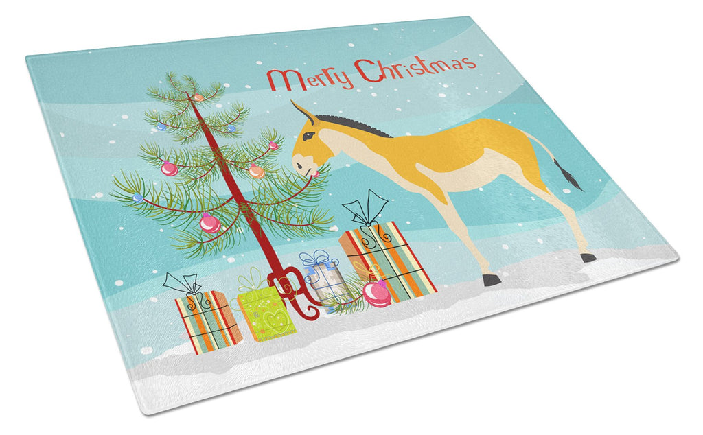 Turkmenian Kulan Donkey Christmas Cutting Board Tempered Glass Kitchen Cutting Surface, Heat Resistant Chopping, Non-Slip Feet, Food Prep & Serving