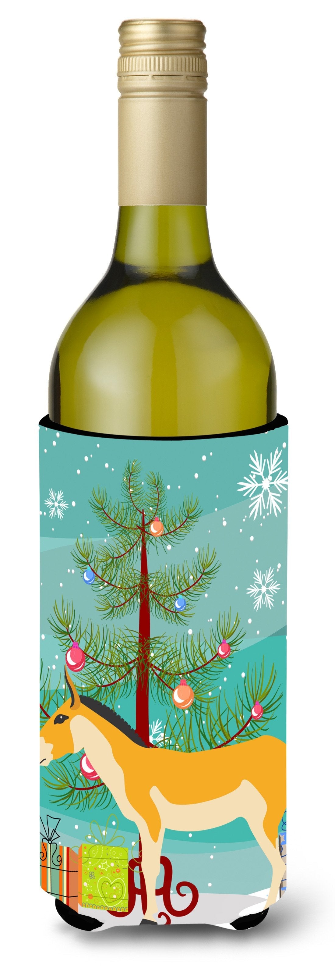 Turkmenian Kulan Donkey Christmas Wine Bottle Hugger Gift Sleeve for Standard 750 ml Bottles, Insulated Reusable Also Fits Mini Shot & Pint Bottles