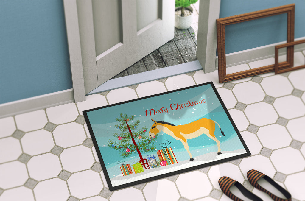 Turkmenian Kulan Donkey Christmas Doormat Indoor Outdoor 18H X 27W Front Door Mat Rugs for Entryway, Non Slip Washable