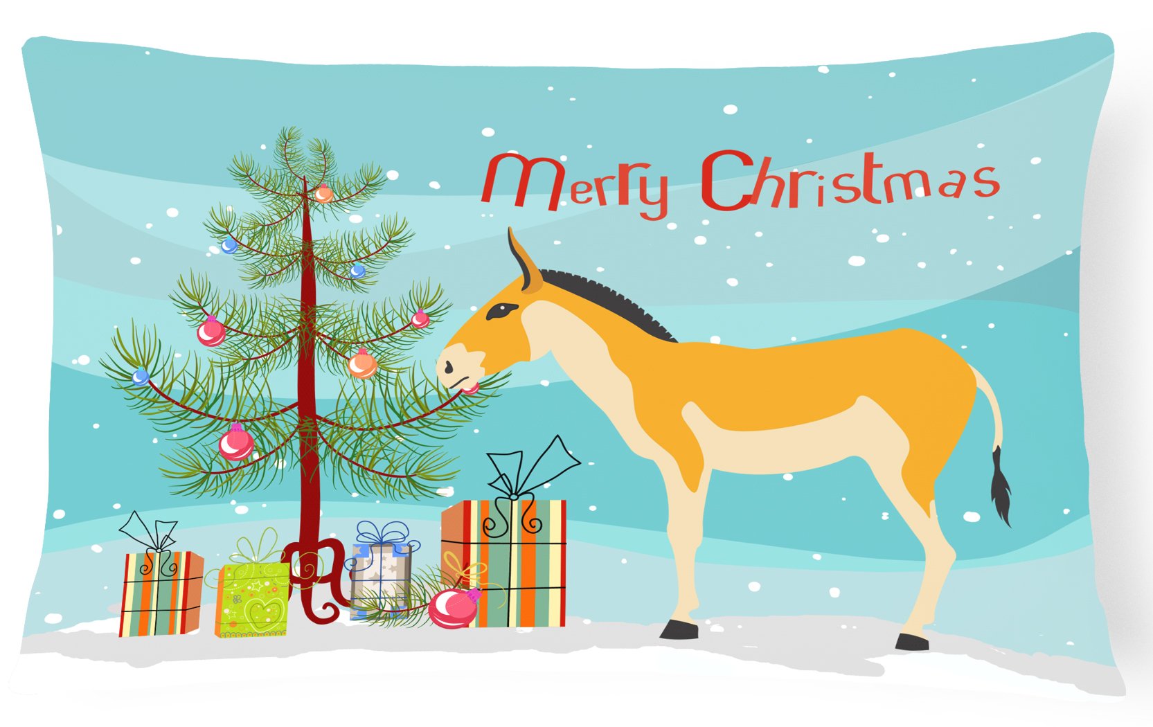 Turkmenian Kulan Donkey Christmas Decorative Throw Pillow 12x16 Indoor Outdoor Accent Cushion, Fabric Cover with Insert for Sofa, Bed, Porch & Living Room