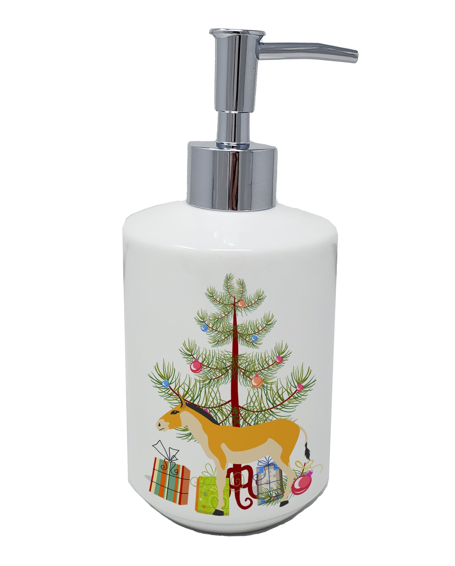 Turkmenian Kulan Donkey Christmas Ceramic Soap Dispenser , Empty Refillable Hand Soap Pump Bottle for Bathroom Kitchen