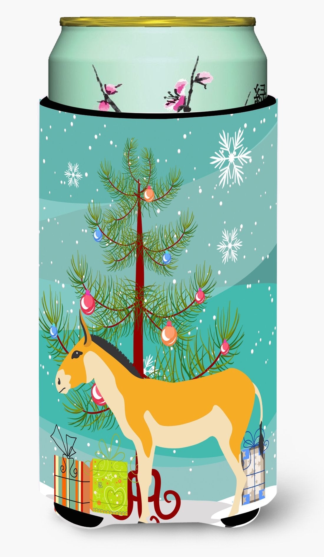 Turkmenian Kulan Donkey Christmas Tall Boy Hugger Can Cooler Sleeve Machine Washable Drink Collapsible Insulator Beverage Insulated Holder