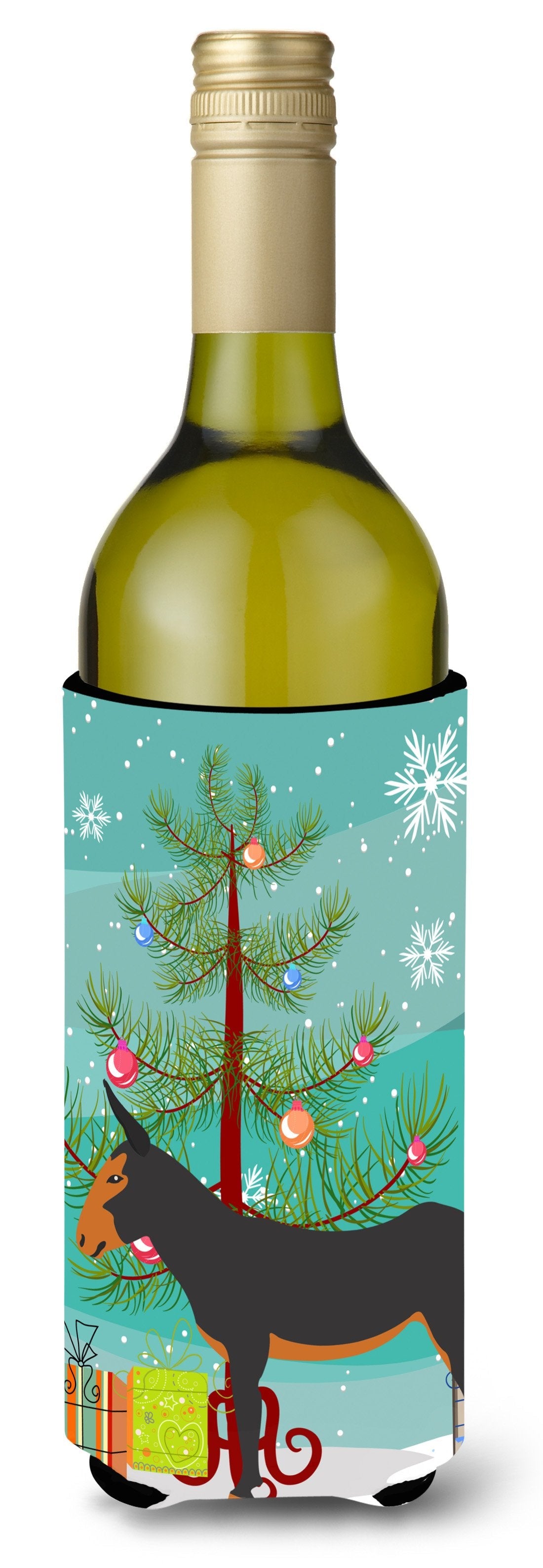 Catalan Donkey Christmas Wine Bottle Hugger Gift Sleeve for Standard 750 ml Bottles, Insulated Reusable Also Fits Mini Shot & Pint Bottles