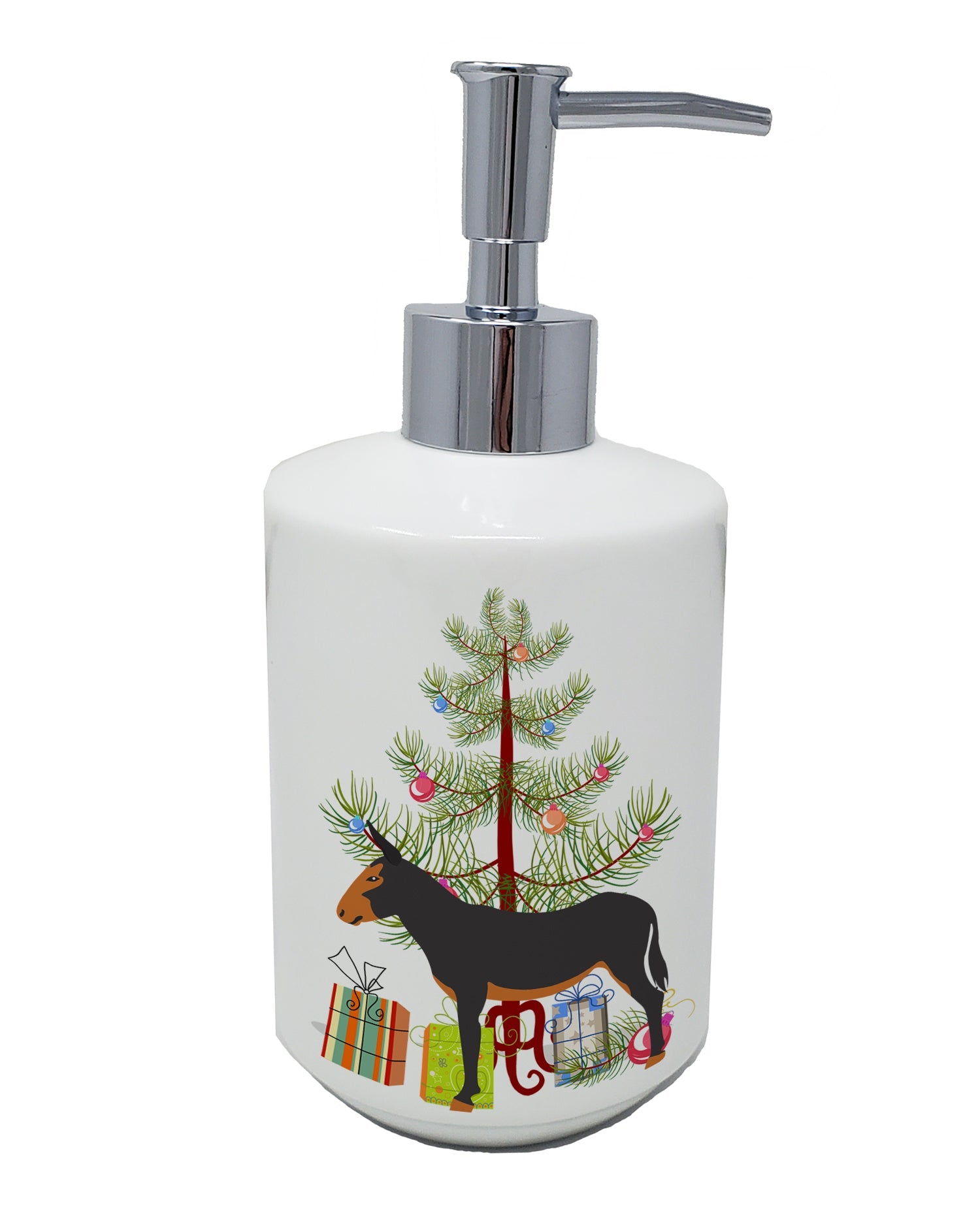 Catalan Donkey Christmas Ceramic Soap Dispenser , Empty Refillable Hand Soap Pump Bottle for Bathroom Kitchen