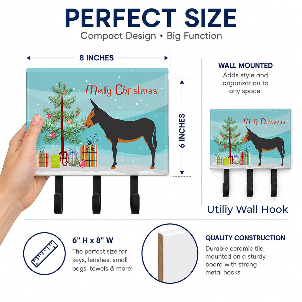 Catalan Donkey Christmas Leash or Key Holder Wall Hooks, Coat Rack Wall Mount, for Hanging Keys, Towels, Aprons, Leashes