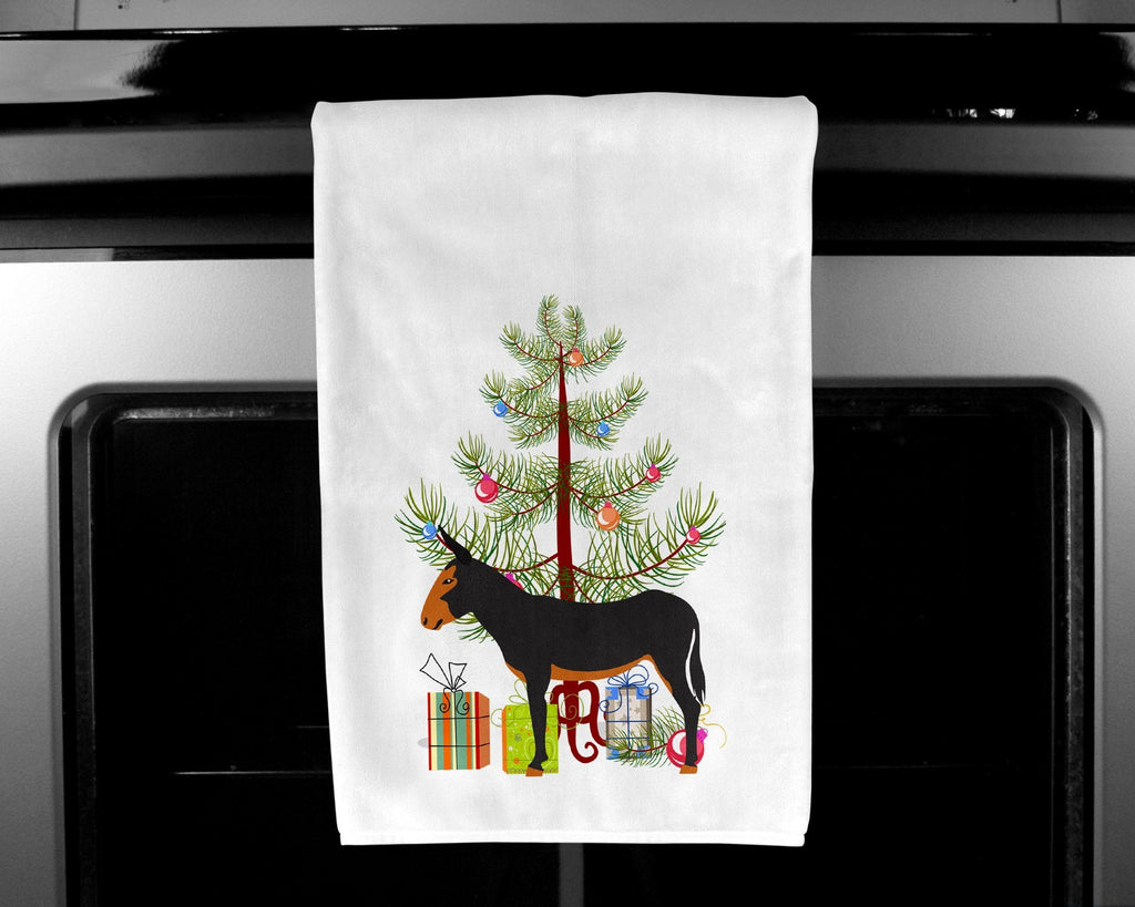Catalan Donkey Christmas Kitchen Towel Set of 2 White Dish Towels Decorative Bathroom Hand towel for Hand, Face, Hair, Yoga, Tea, Dishcloth, 19 X 28", White