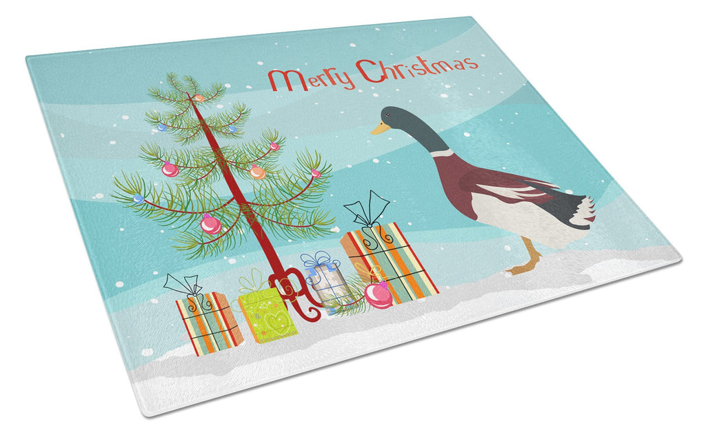Rouen Duck Christmas Cutting Board Tempered Glass Kitchen Cutting Surface, Heat Resistant Chopping, Non-Slip Feet, Food Prep & Serving