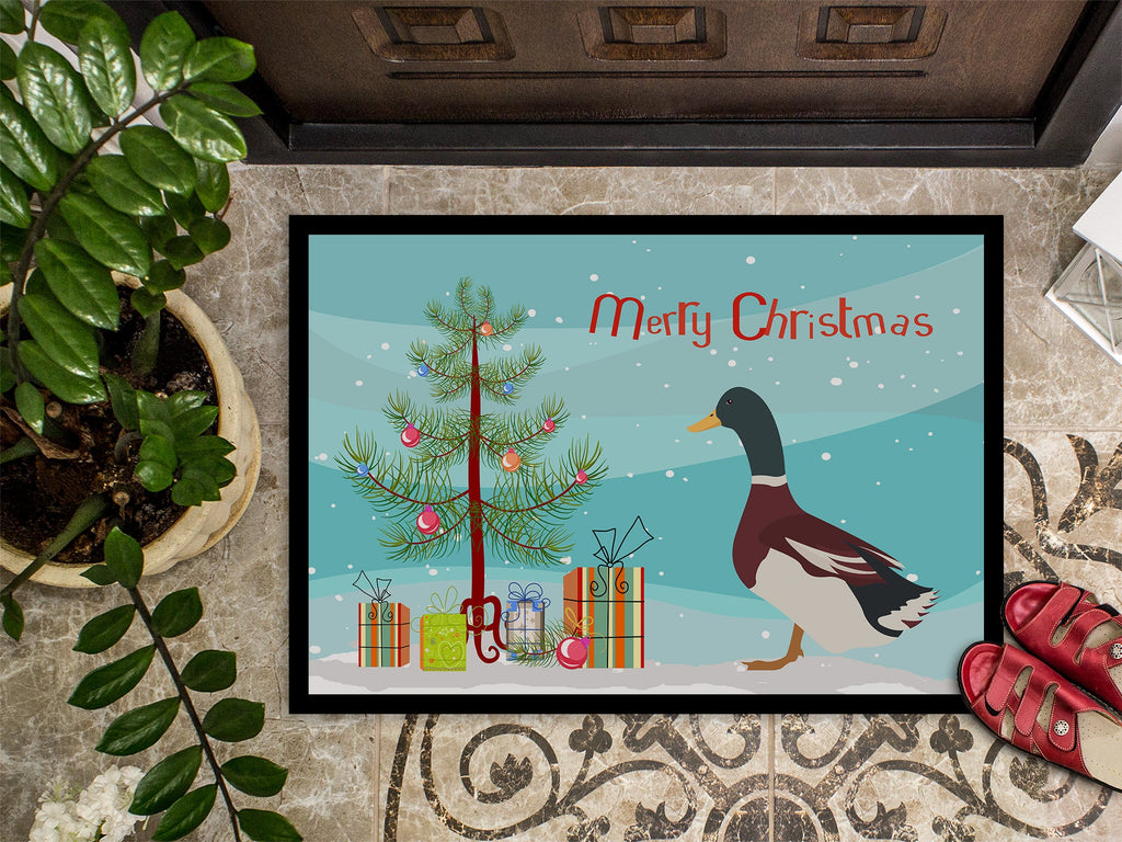 Rouen Duck Christmas Doormat Indoor Outdoor 18H X 27W Front Door Mat Rugs for Entryway, Non Slip Washable