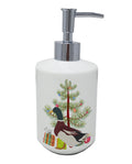 Rouen Duck Christmas Ceramic Soap Dispenser , Empty Refillable Hand Soap Pump Bottle for Bathroom Kitchen