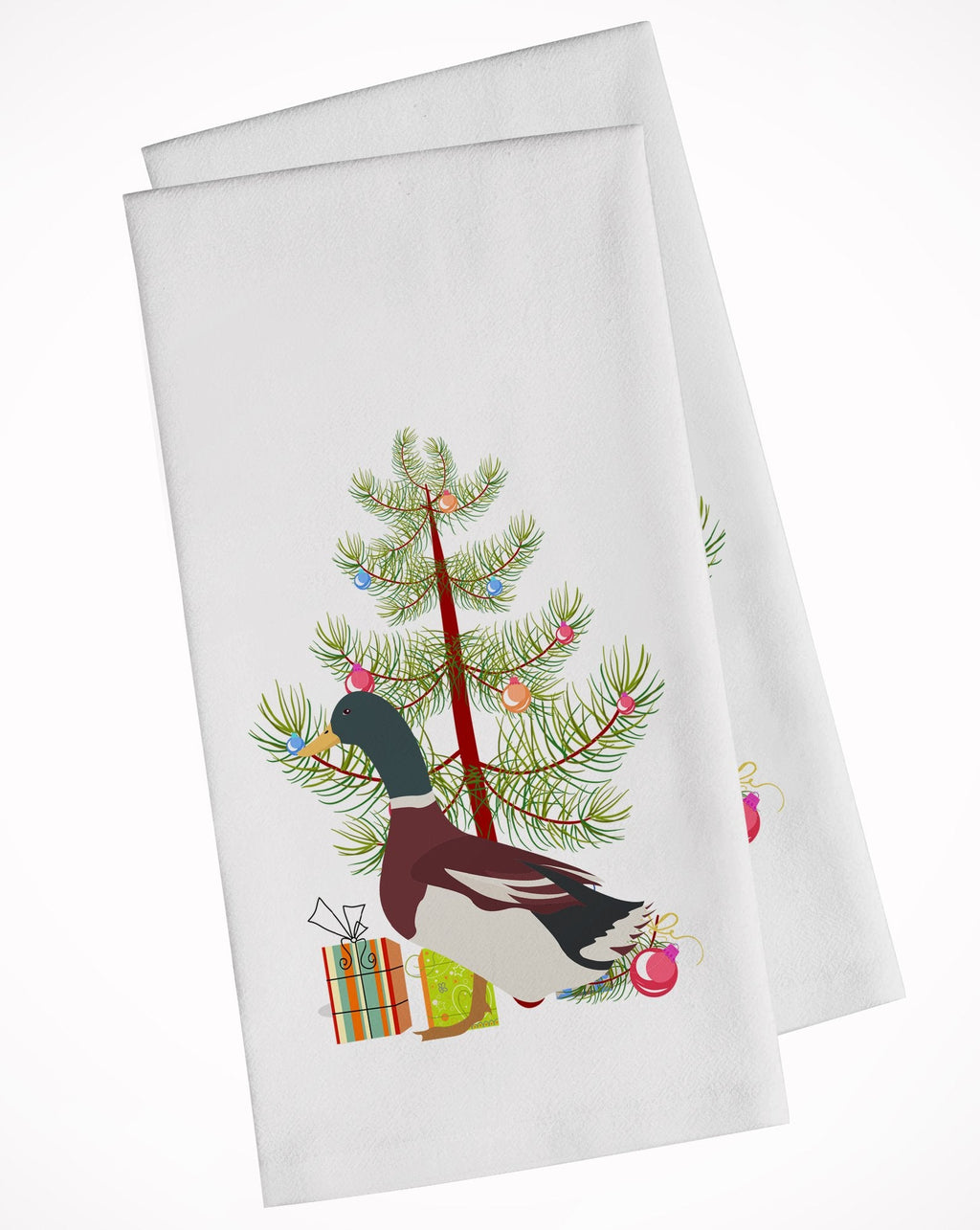 Rouen Duck Christmas Kitchen Towel Set of 2 White Dish Towels Decorative Bathroom Hand towel for Hand, Face, Hair, Yoga, Tea, Dishcloth, 19 X 28", White