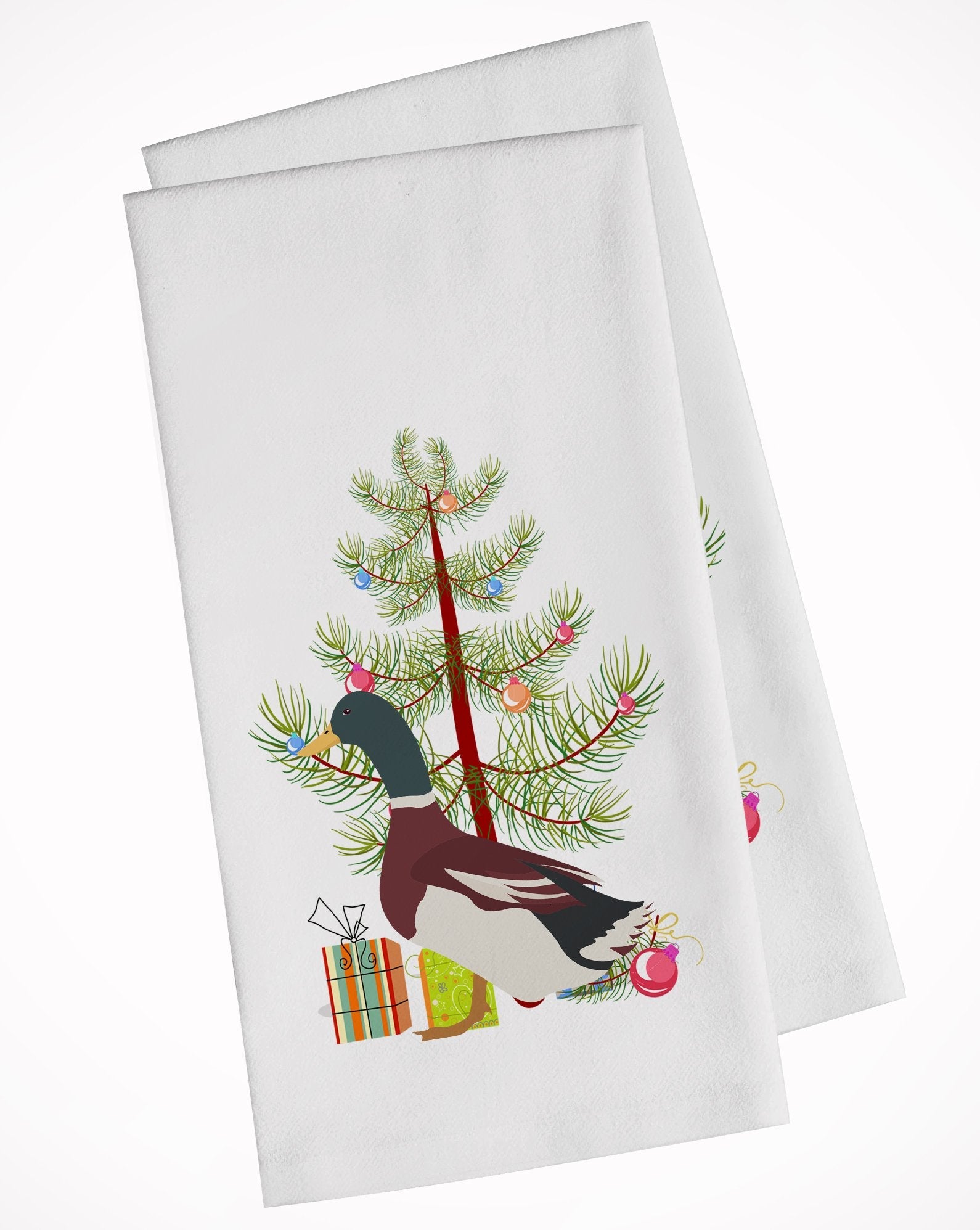 Rouen Duck Christmas Kitchen Towel Set of 2 White Dish Towels Decorative Bathroom Hand towel for Hand, Face, Hair, Yoga, Tea, Dishcloth, 19 X 28", White