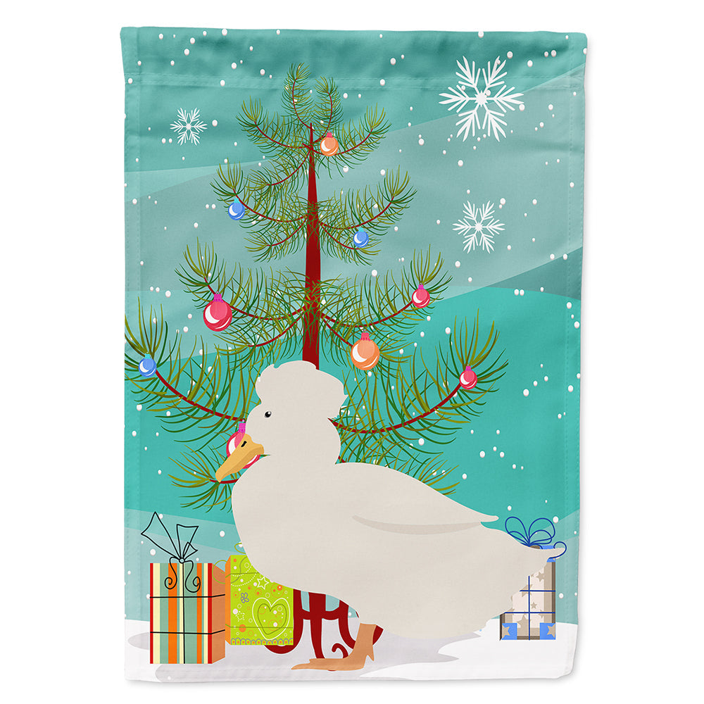 Crested Duck Christmas House Flag 28x40 Porch Sleeve Pole Decorative Outside Yard Banner Artwork Wall Hanging, Polyester