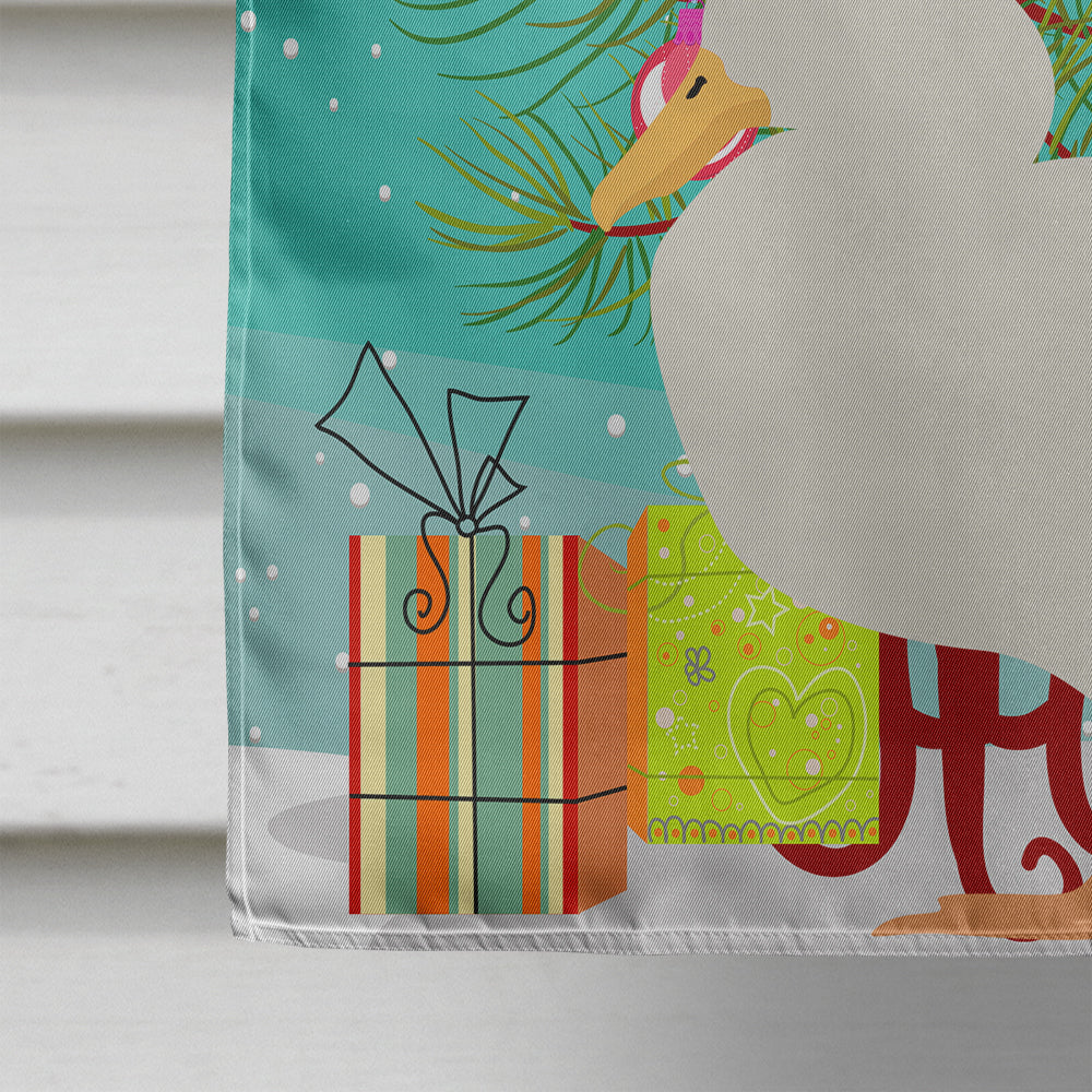 Crested Duck Christmas House Flag 28x40 Porch Sleeve Pole Decorative Outside Yard Banner Artwork Wall Hanging, Polyester