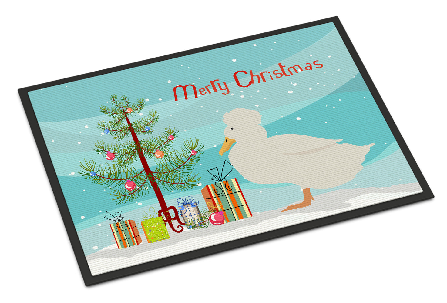 Crested Duck Christmas Doormat Indoor Outdoor 24H X 36W Front Door Mat Rugs for Entryway, Non Slip Washable Low Pile,