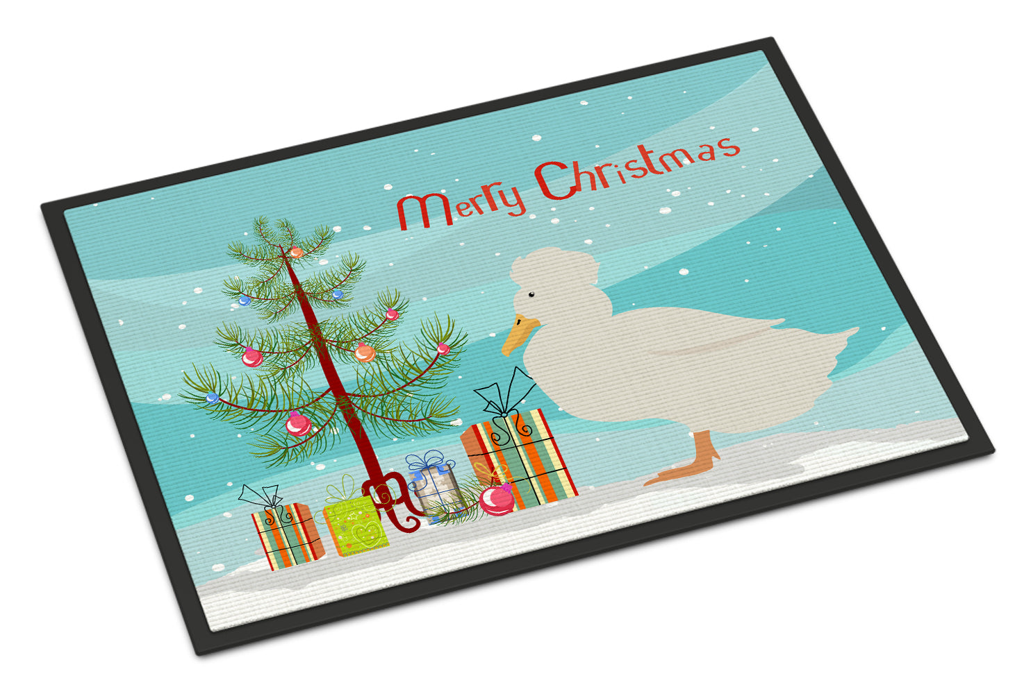 Crested Duck Christmas Doormat Indoor Outdoor 18H X 27W Front Door Mat Rugs for Entryway, Non Slip Washable