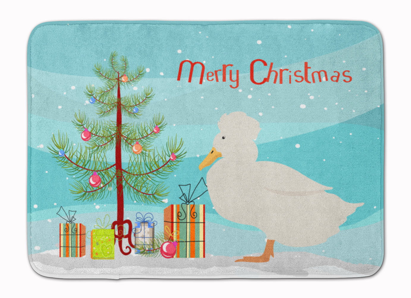Crested Duck Christmas Memory Foam Kitchen Mat Machine Washable Anti-Fatigue Cushion Comfort Bath or Kitchen Rug