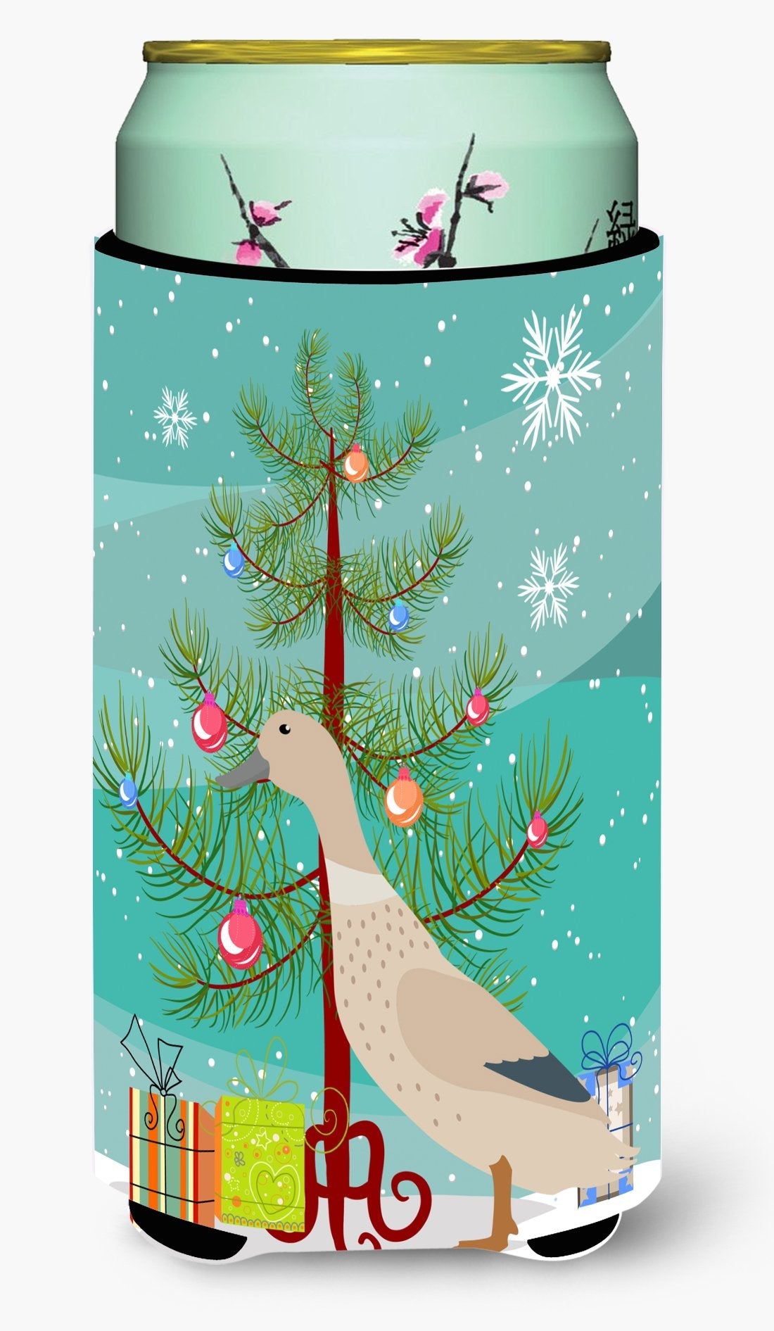 West Harlequin Duck Christmas Tall Boy Hugger Can Cooler Sleeve Machine Washable Drink Collapsible Insulator Beverage Insulated Holder