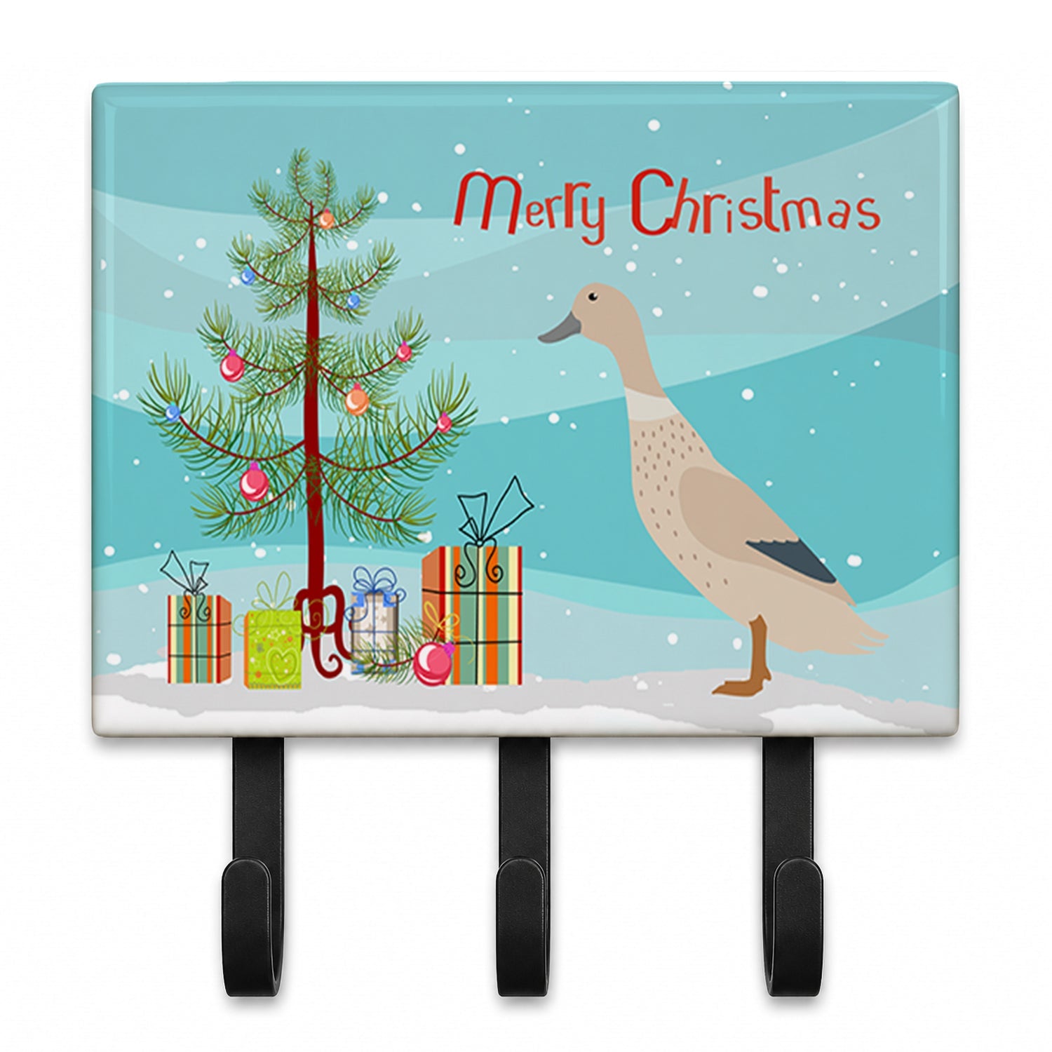 West Harlequin Duck Christmas Leash or Key Holder Wall Hooks, Coat Rack Wall Mount, for Hanging Keys, Towels, Aprons, Leashes