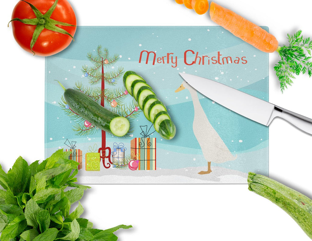 Bali Duck Christmas Cutting Board Tempered Glass Kitchen Cutting Surface, Heat Resistant Chopping, Non-Slip Feet, Food Prep & Serving